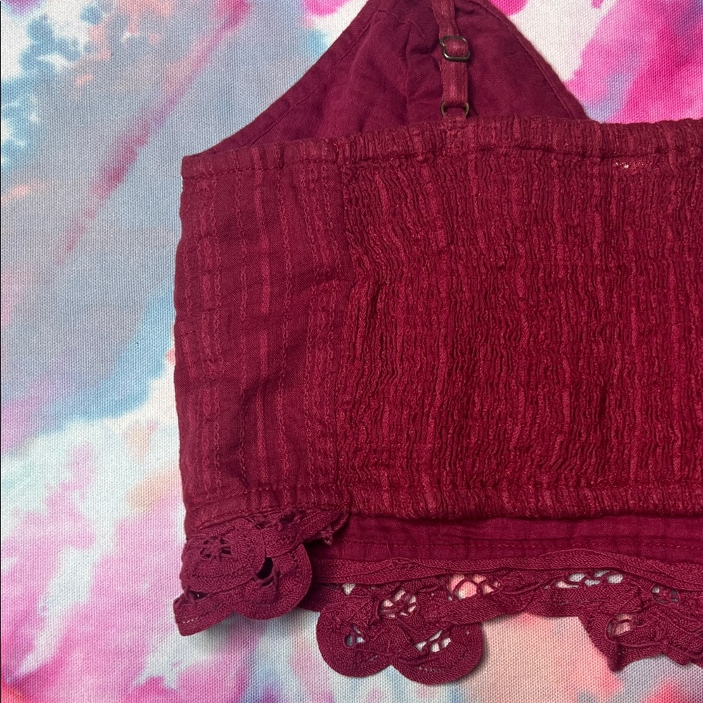 🌸 Free People Burgundy Red ish Crop Top • Lace Dreams 💖✨ - Picture 5 of 10